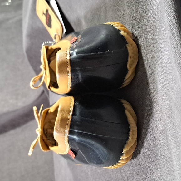 chooka Black Duck Skimmer Rubber + Faux Leather Rain Slip On Flats NWT US 10 - Picture 2 of 16